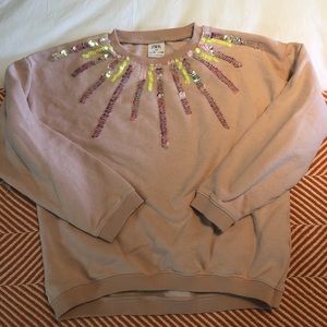 Zara Dusty Pink Cropped Sweatshirt with sequins